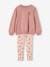 Sweatshirt + Printed Leggings Ensemble for Girls dusky pink+navy blue 