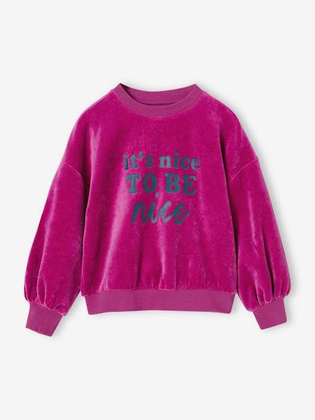 Velour Sweatshirt for Girls purple clover 