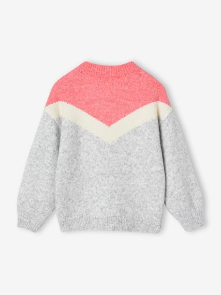 Colourblock-Effect Jumper for Girls marl grey 