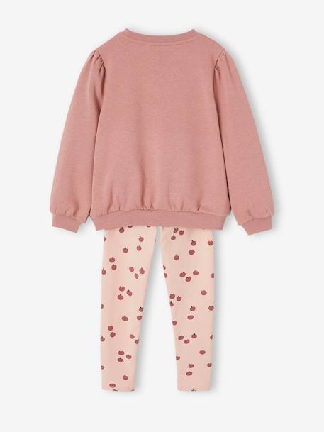 Sweatshirt + Printed Leggings Ensemble for Girls dusky pink+navy blue 