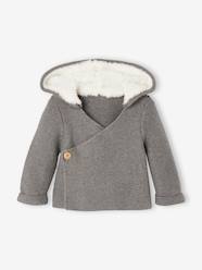 -Hooded Cardigan for Babies, Faux Fur Lining