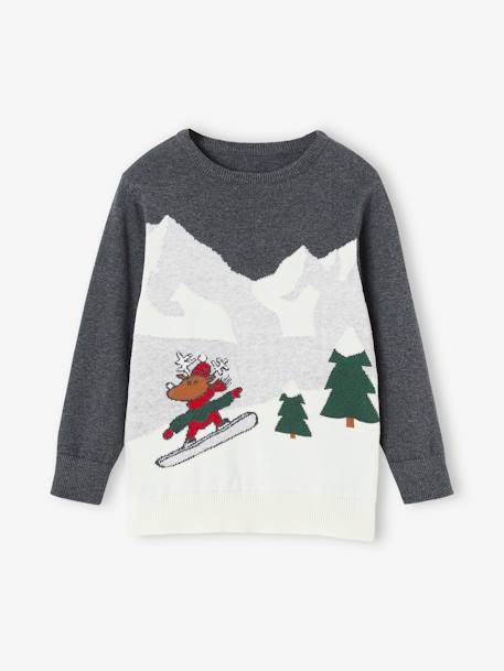 Christmas Special Jumper with Fun Landscape Motif for Boys anthracite 