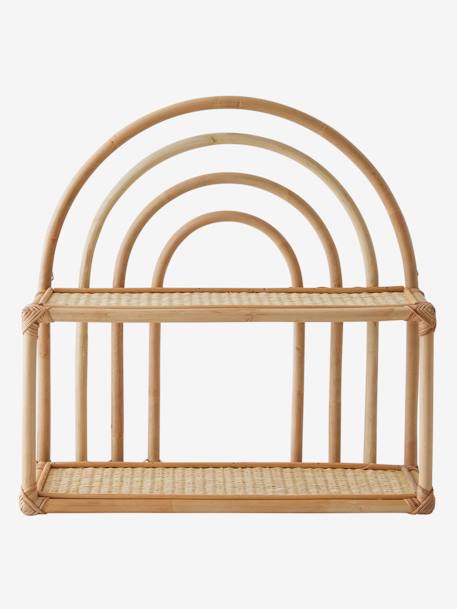 Rattan Bookcase with 2 Levels, Rainbow wood 