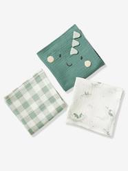 Nursery-Set of 3 Muslin Squares in Cotton Gauze, Dragon