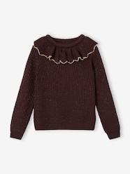 -Jumper with Ruffled Collar, Fancy Iridescent Knit for Girls