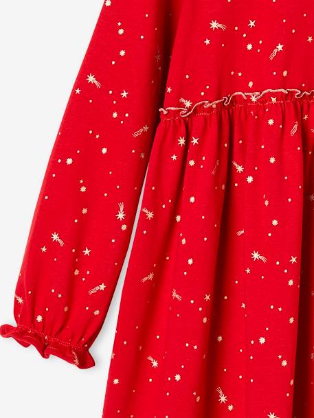 Occasion Wear Dress with Iridescent Stars Motifs for Girls green+navy blue+red 