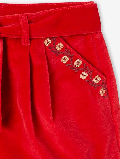 Fancy Shorts in Plain Velour, for Girls aubergine+navy blue+red 