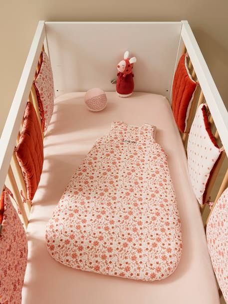 Modular Cot/Playpen Bumper, Happy Boheme printed pink 