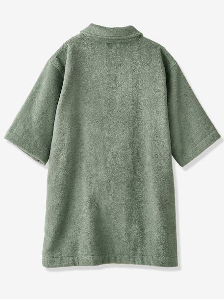 Shirt-Like Bathrobe for Children dusky pink+fir green 