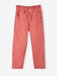 -Paperbag-Style Trousers with Polar Fleece Lining for Girls