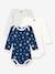 Pack of 3 Long Sleeve Bodysuits with Glow-in-the-Dark Stars, PETIT BATEAU white 