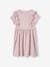 Occasion Wear Dress in Fancy Iridescent Fabric, for Girls pale pink+Shimmery Beige 