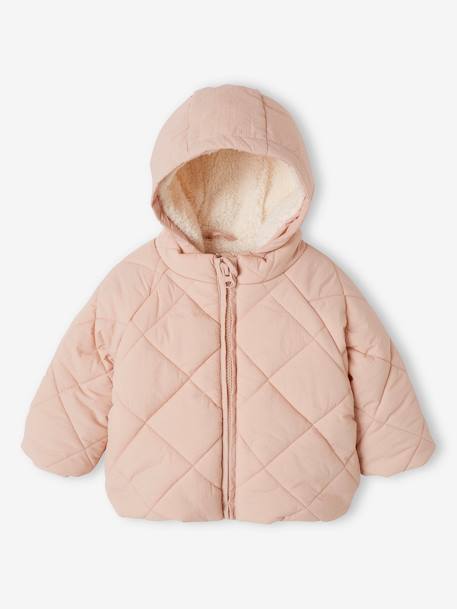 Padded Jacket with Removable Hood for Babies pale pink 