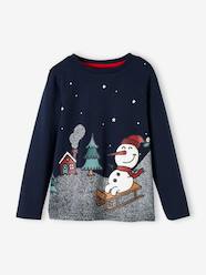 Boys-Tops-T-Shirts-Christmas Special Top with Snowman Motif for Boys