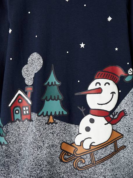 Christmas Special Top with Snowman Motif for Boys navy blue 