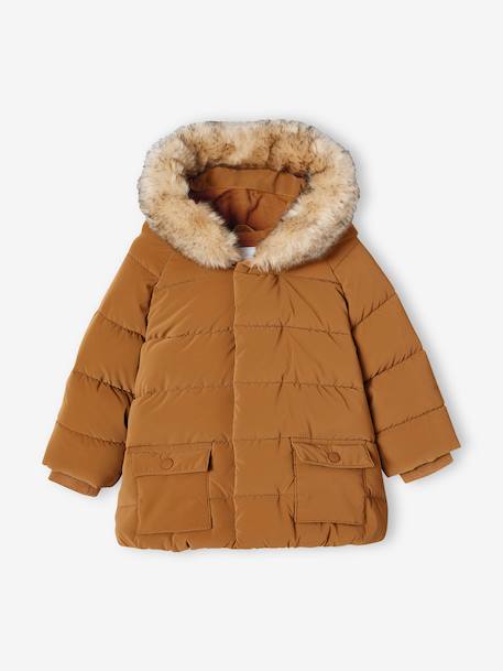 Lined Padded Jacket with Hood for Babies indigo+turmeric 