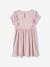 Occasion Wear Dress in Fancy Iridescent Fabric, for Girls pale pink+Shimmery Beige 