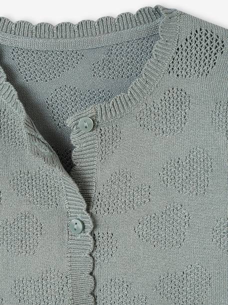 Hearts Openwork Cardigan for Baby Girls sage green 