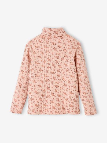 Polo Neck Top in Rib Knit for Girls multicoloured+rosy 