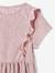 Occasion Wear Dress in Fancy Iridescent Fabric, for Girls pale pink+Shimmery Beige 