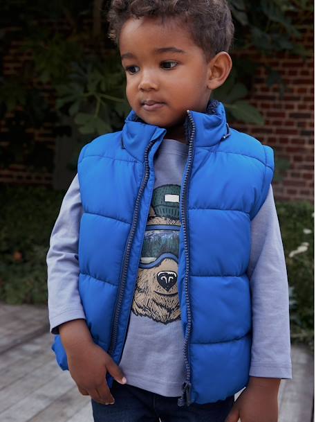 Hooded Jacket with Detachable Sleeves, Polar Fleece Lining, for Boys electric blue 