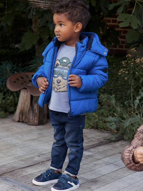 Hooded Jacket with Detachable Sleeves, Polar Fleece Lining, for Boys electric blue 