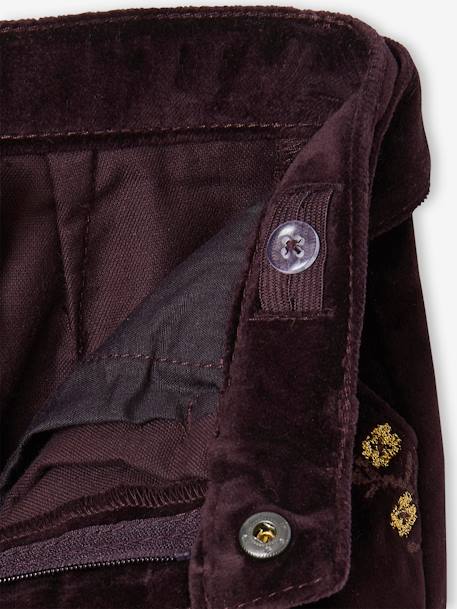 Fancy Shorts in Plain Velour, for Girls aubergine+navy blue+red 