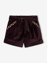 -Fancy Shorts in Plain Velour, for Girls