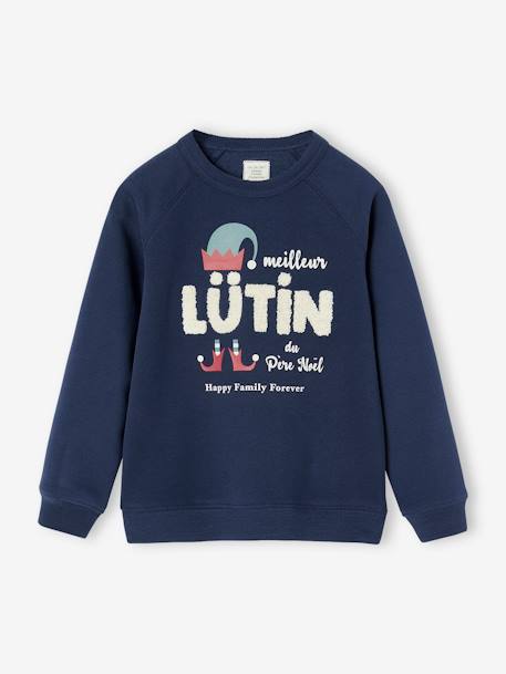 Christmas Special Sweatshirt, 'Happy Family Forever' Capsule Collection, for Children navy blue 