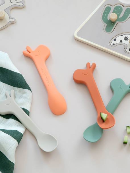 Set of 2 Silicone Spoons, Lalee by DONE BY DEER green+orange 