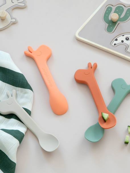 Set of 2 Silicone Spoons, Lalee by DONE BY DEER green+orange 