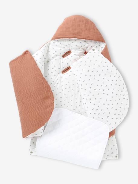 Transformable Baby Nest in Cotton Gauze Sage+terracotta 