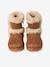 Water-Repellent Furry Boots with Zip for Girls brown+golden beige+grey 