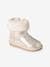 Water-Repellent Furry Boots with Zip for Girls brown+golden beige+grey 