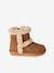 Water-Repellent Furry Boots with Zip for Girls brown+golden beige+grey 