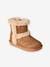 Water-Repellent Furry Boots with Zip for Girls brown+golden beige+grey 