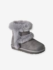 -Water-Repellent Furry Boots with Zip for Girls