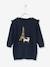 Baby Knitted Dress with Dog Embroidery Dark Blue 