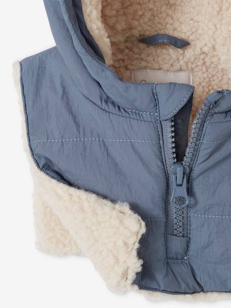 Padded Jacket with Removable Lined Hood for Babies grey blue 