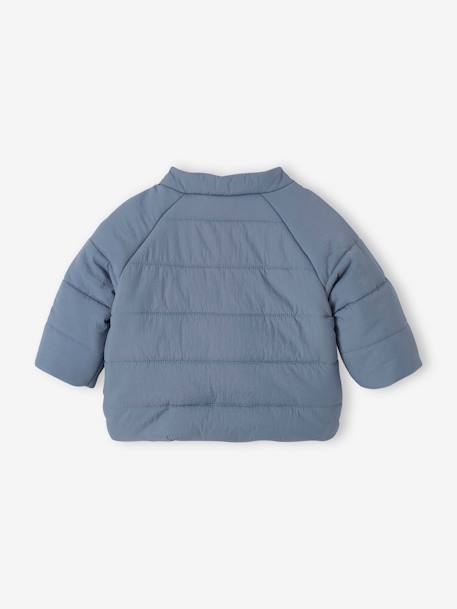 Padded Jacket with Removable Lined Hood for Babies grey blue 