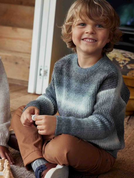 Jumper in Soft Knit with a Gradient Effect for Boys marl grey 