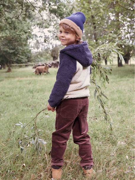 Sherpa Jacket with Zip & Hood for Boys beige 