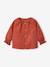 Blouse in Fine Wale Corduroy with Geometric Print for Babies tomato red 