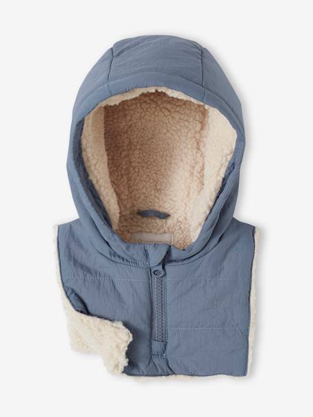 Padded Jacket with Removable Lined Hood for Babies grey blue 