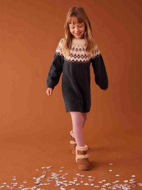 Jacquard Knit Dress for Girls night blue 