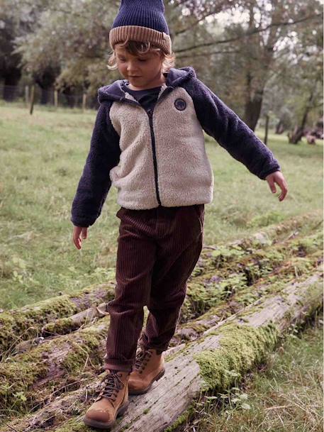 Corduroy Trousers, Easy to Slip On, for Boys caramel+fir green 