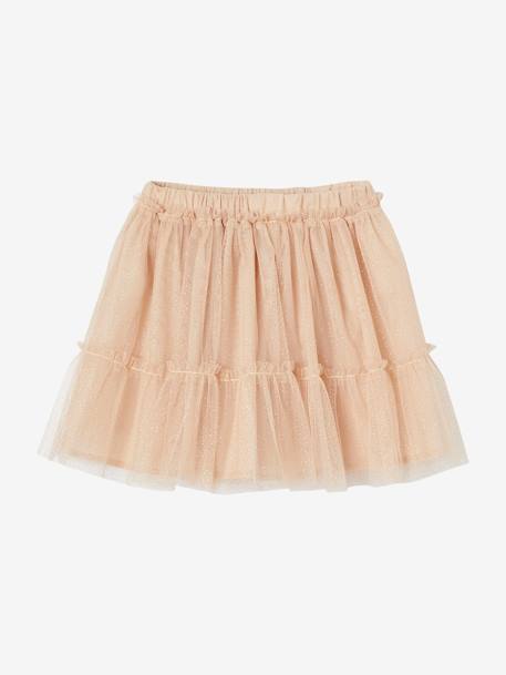 Glittery Tulle Skirt for Girls ecru+iridescent beige+nude pink 