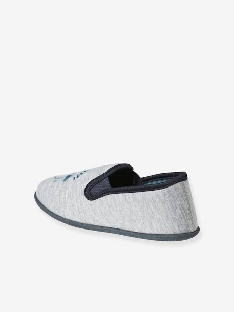 Elasticated Slippers in Canvas for Children marl grey+night blue+printed blue 