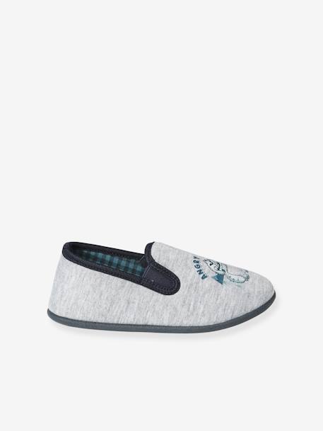 Elasticated Slippers in Canvas for Children marl grey+night blue+printed blue 