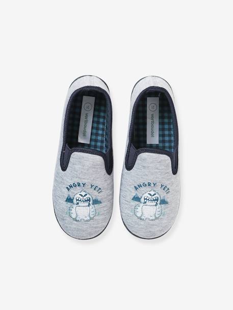 Elasticated Slippers in Canvas for Children marl grey+night blue+printed blue 
